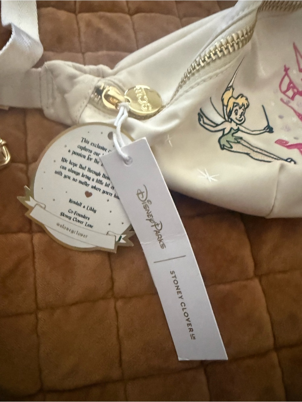 Stoney Clover Lane Cream Crossbody with Pink & Aqua Disneyland 70 Embroidery - Picture 5 of 9